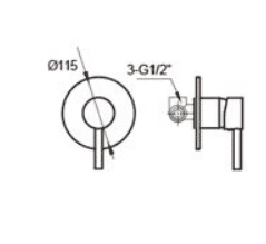 אינטרפוץ 3 דרך צבע שחור מט מקבלים ביחד חלק חיצוני ופנימי דגם ZV0432K