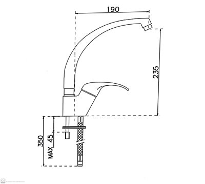 ברז גבוה עם פיה מסתובבת צבע ניקל מבריק דגם 00109