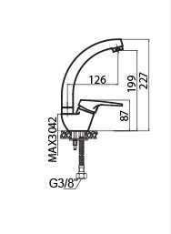 ברז רחצה עם פיה מסתובבת צבע ניקל מבריק דגם 77209