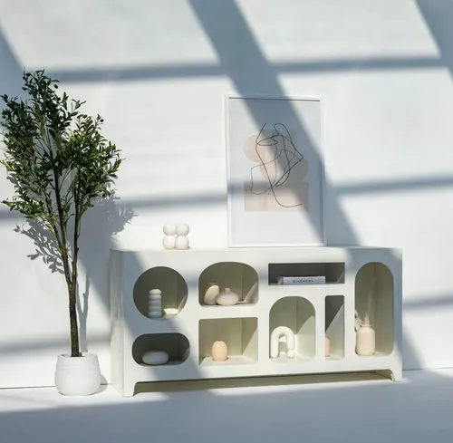 כוננית מדפים אמורפית עומדת רוחב 185 ס"מ גובה 80 ס"מ דגם 6684A