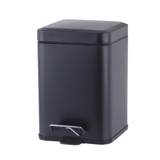 פח אשפה נירוסטה אל חלד מרובע 6 ליטר טריקה שקטה צבע שחור מט דגם 6L200B