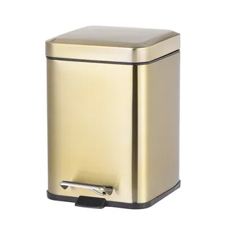 פח אשפה נירוסטה אל חלד מרובע 6 ליטר טריקה שקטה צבע זהב מט דגם 6L200G