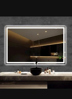 מראה מלבנית עם תאורת לד קדמית ומפשיר אדים מרחפת לתליה ללא מסגרת מגיעה בגדלים שונים לבחירתך דגם LD5652C