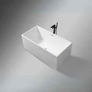 אמבטיה מונחת מלבנית עשויה מחומר אקרילי עם פייבר גלאס אורך 170 ס"מ צבע לבן מבריק דגם Soho