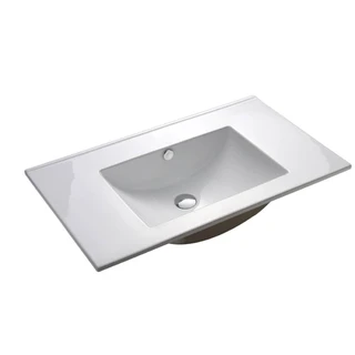 כיור משטח אינטגרלי חרס בלי חור לברז לבן מבריק רוחב 81 ס"מ ועומק 46 ס"מ דגם דגם תרה