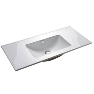 כיור משטח אינטגרלי חרס בלי חור לברז לבן מבריק רוחב 121 ס"מ ועומק 46 ס"מ דגם סלמיס