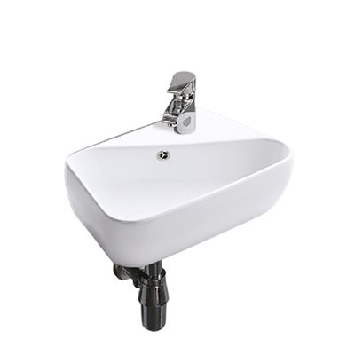 כיור רחצה מלבני תלוי רוחב 45 ס"מ עומק 27 ס"מ צבע לבן מבריק דגם לאון