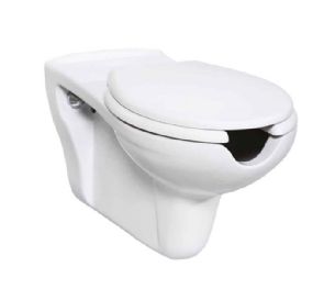 אסלה תלויה לנכים מעוגלת אורך 68 ס"מ לבן מבריק שטיפה היקפית כוללת מושב טריקה שקטה דגם BD320