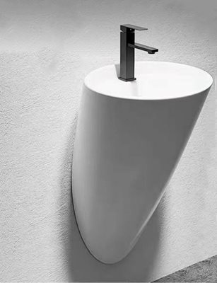 כיור רחצה מעוגל תלוי קוטר 45 ס"מ צבע לבן מבריק עם חור לברז דגם וגאס