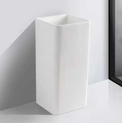 כיור רחצה חרס עומד מרובע רצפתי רוחב 41 ס"מ עומק 40 ס"מ גובה 84 ס"מ לבן מבריק ללא חור לברז דגם פרמונט