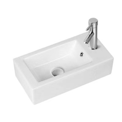 כיור רחצה מלבני ניתן להשתמש ככיור מונח או ככיור תלוי רוחב 51 ס"מ ועומק 27 ס"מ צבע לבן מבריק דגם ברסט