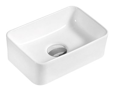 כיור רחצה מונח חרס מלבני רוחב 30 ס"מ ועומק 20 ס"מ צבע לבן מבריק דגם מרינה