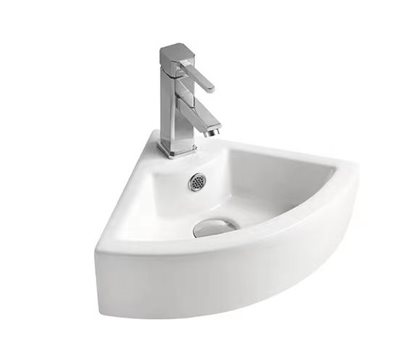 כיור רחצה פינתי תלוי רוחב 33 ס"מ עומק 33 ס"מ צבע לבן מבריק דגם לטינה