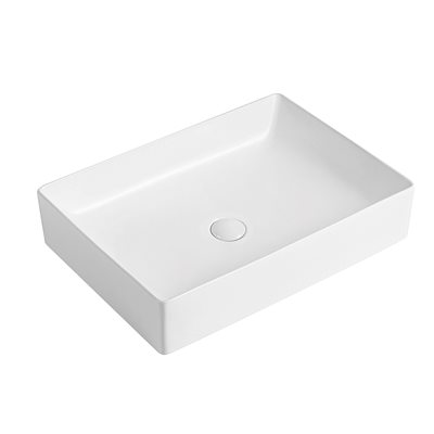 כיור רחצה מונח חרס מלבני רוחב 60 ס"מ ועומק 35 ס"מ צבע לבן מבריק דגם המפשייר