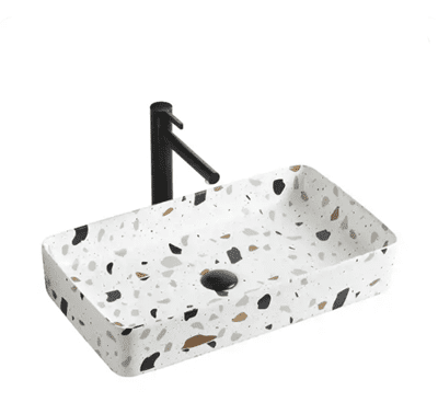 כיור רחצה מונח חרס מלבני רוחב 60 ס"מ ועומק 35 ס"מ גוון צבע טרצו דגם אמנטו