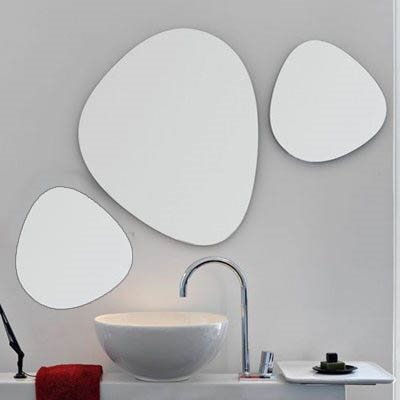 סט 3 מראות מרחפות לתליה בצורה אמורפית ללא מסגרת רוחב 107 ס"מ גובה 50 ס"מ דגם M-78