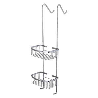 רשת ישרה כפולה לבקבוקי שמפו לתליה על מקלחון עשויה מחומר נירוסטה אל חלד צבע ניקל מבריק דגם 8666CH