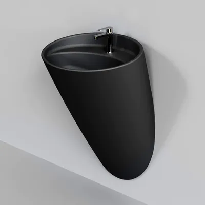 כיור רחצה מעוגל תלוי קוטר 45 ס"מ צבע שחור מט עם חור לברז דגם פלינו