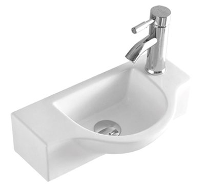 כיור רחצה מלבני ניתן להשתמש ככיור מונח או ככיור תלוי רוחב 44.5 ס"מ ועומק 26 ס"מ צבע לבן מבריק דגם בארי