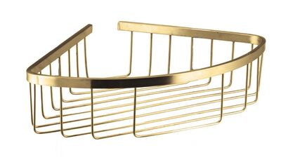 רשת פינתית לבקבוקי שמפו במקלחת לתליה על קיר עשויה מחומר נירוסטה אל חלד צבע זהב מט דגם 8635G