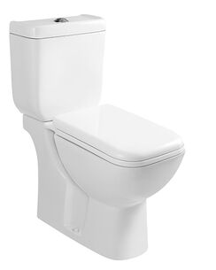 סט מונבלוק חרס מלבני שטיפה היקפית לבן מבריק כולל מושב טריקה שקטה ומנגנון הדחה דגם מונטי