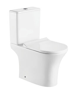 סט מונבלוק חרס מעוגל שטיפת Remless לבן מבריק כולל מושב טריקה שקטה ומנגנון הדחה דגם מאסן