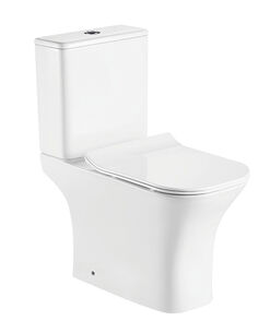 סט מונבלוק חרס מלבני שטיפת Remless לבן מבריק כולל מושב טריקה שקטה ומנגנון הדחה דגם ארבוס