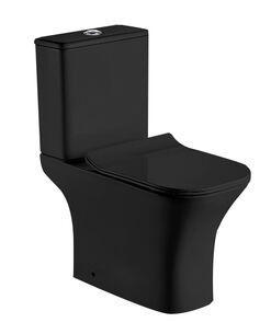 סט מונבלוק חרס מלבני שטיפת Remless שחור מט כולל מושב טריקה שקטה וכולל ומנגנון הדחה דגם ארטנה