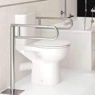 סט מונבלוק חרס מעוגל לנכים שטיפת Remless לבן מבריק כולל מושב אסלה טריקה שקטה ומנגנון הדחה דגם 891579