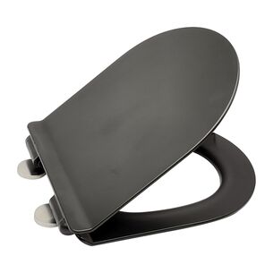 מושב אסלה UF קשיח מעוגל "KAB" שחור מט עומק 41 ס"מ רוחב 36 ס"מ טריקה שקטה נשלף מתאים לאסלות תלויות שלנו (מוד, טוקיו ו-Eiffel) או במקום מושב ישן באותה מידה