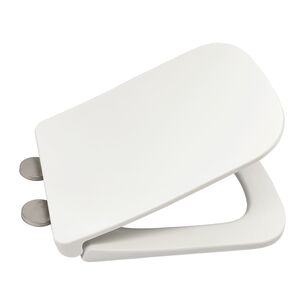 מושב אסלה UF קשיח מלבני "KDW" לבן מבריק עומק 43 ס"מ רוחב 35 ס"מ טריקה שקטה נשלף מתאים לאסלה תלויה שלנו (פאולו) או במקום מושב ישן באותה מידה