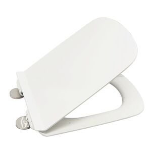 מושב אסלה UF קשיח מלבני "KSW" לבן מבריק עומק 47 ס"מ רוחב 38 ס"מ טריקה שקטה נשלף מתאים לאסלה תלויה שלנו (לימה) או במקום מושב ישן באותה מידה