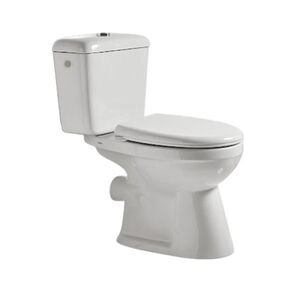 סט מונבלוק חרס מעוגל שטיפה היקפית לבן מבריק כולל מושב טריקה שקטה ומנגנון הדחה דגם ריקטו