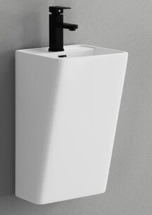 כיור רחצה מלבני תלוי רוחב 36 ס"מ עומק 33 ס"מ צבע לבן מבריק עם חור לברז דגם מילהW