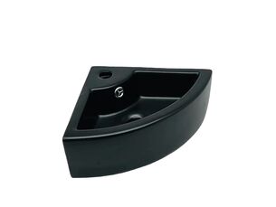 כיור רחצה פינתי תלוי רוחב 33 ס"מ עומק 33 ס"מ צבע שחור מט דגם מודרנה