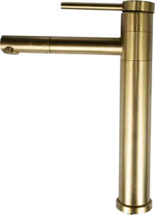 ברז לכיור מונח גבוה עם פיה מסתובבת צבע זהב מט דגם 8882683