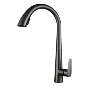 ברז מטבח מגיע עם פיה מסתובבת ונשלפת צבע אפור גרפיט דגם OB0809-GM