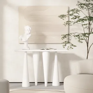 קונסולה לכניסה מעוצבת ועומדת צבע לבן מט רוחב 120 ס"מ ועומק 35 ס"מ דגם CB-N04