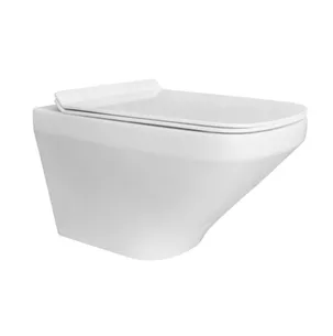 אסלה תלויה מעוגלת אורך 54 ס"מ לבן מבריק שטיפת רימליס כוללת מושב קשיח טריקה שקטה נשלף דגם לימה