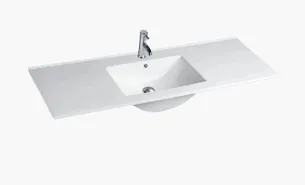 כיור משטח אינטגרלי חרס לבן מבריק רוחב 151 ס"מ ועומק 46 ס"מ דגם רונא 151*46