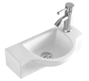 כיור רחצה מלבני ניתן להשתמש ככיור מונח או ככיור תלוי רוחב 44.5 ס"מ ועומק 26 ס"מ צבע לבן מבריק דגם בארי