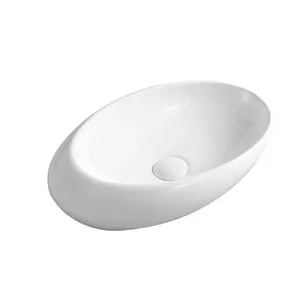 כיור רחצה מונח חרס אובלי רוחב 49 ס"מ ועומק 31 ס"מ צבע לבן מט דגם אניס