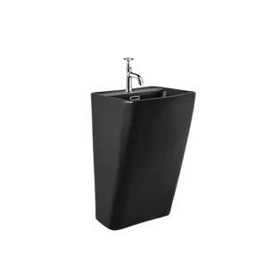 כיור רחצה מלבני תלוי רוחב 36 ס"מ עומק 33 ס"מ צבע שחור מט עם חור לברז דגם מילה