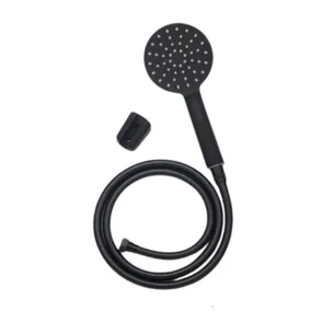 מערכת רחצה מעוגלת עשויה ABS כוללת צינור ותפסן צבע שחור מט ויש לה 3 מצבי זרימה דגם 5495B