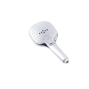 מזלף יד מרובע עשוי מחומר פלסטיק קשיח ABS ויש לו 3 מצבי זרימה צבע ניקל מבריק דגם 963CH