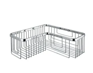 רשת פינתית לבקבוקי שמפו במקלחת לתליה על קיר עשויה מחומר נירוסטה אל חלד צבע ניקל מבריק דגם 2644CH