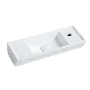 כיור רחצה מלבני ניתן להשתמש ככיור מונח או ככיור תלוי רוחב 43.5 ס"מ ועומק 18 ס"מ צבע לבן מבריק דגם קלן