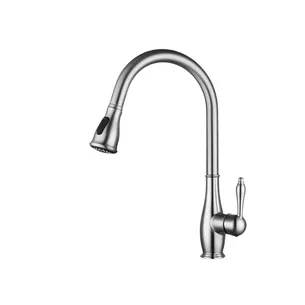 ברז מטבח מגיע עם פיה מסתובבת ונשלפת צבע ניקל מבריק דגם OB0803CH