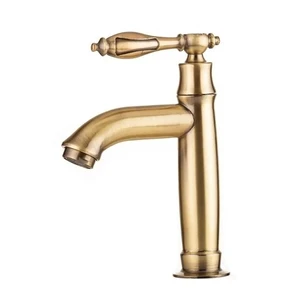ברז רחצה מים קרים מגיע עם פיה קבועה אורך פיה 12 ס"מ צבע זהב מט דגם 1412
