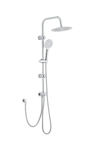 מוט פינוק נירוסטה אל חלד עם ראש מעוגל 40 ס"מ ומזלף צבע ניקל מבריק מתכוונן לחורים קיימים במקלחת דגם AM02C40